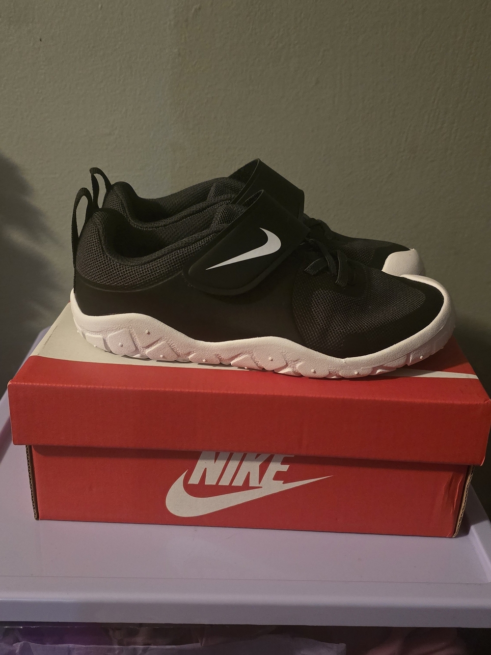 Nike Kids Black and White Velcro Sneakers